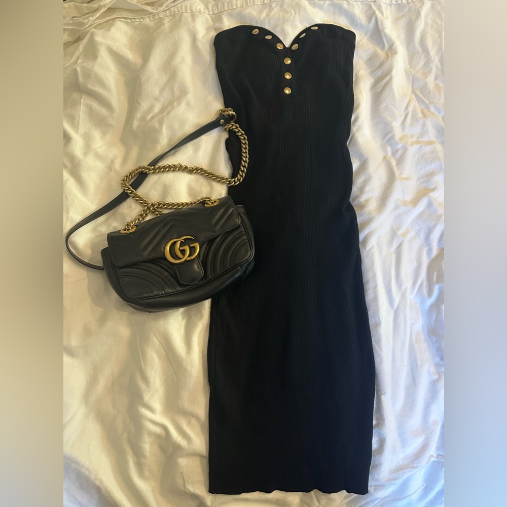 Black ribbed dress with gold studs SIZE S